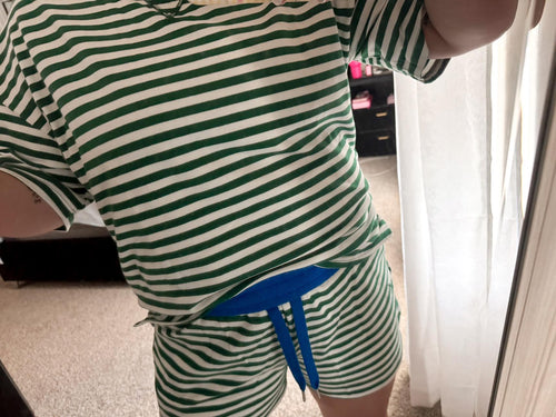 GREEN/BLUE STRIPED SHORT SET