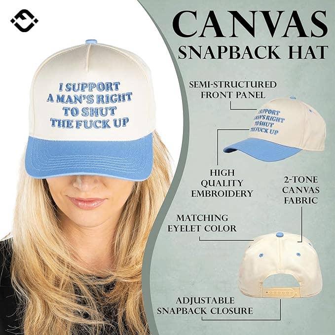 Two Tone Embroidered Cap - Man's Right to Shut Up (Lt. Blue)