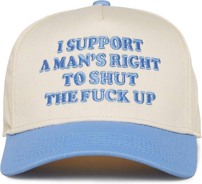 Two Tone Embroidered Cap - Man's Right to Shut Up (Lt. Blue)