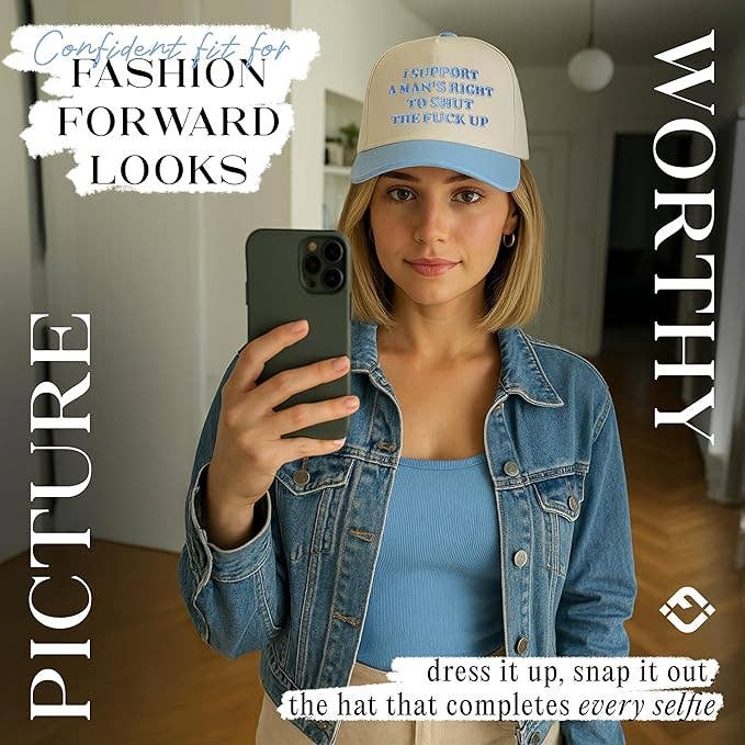 Two Tone Embroidered Cap - Man's Right to Shut Up (Lt. Blue)