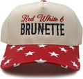 2-Tone Cap - Red White & Brunette - Star Print - Red/Beige