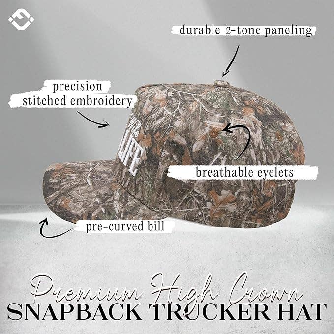 2 Tone Cap: Happy Wife Happy Life - Wood Camo