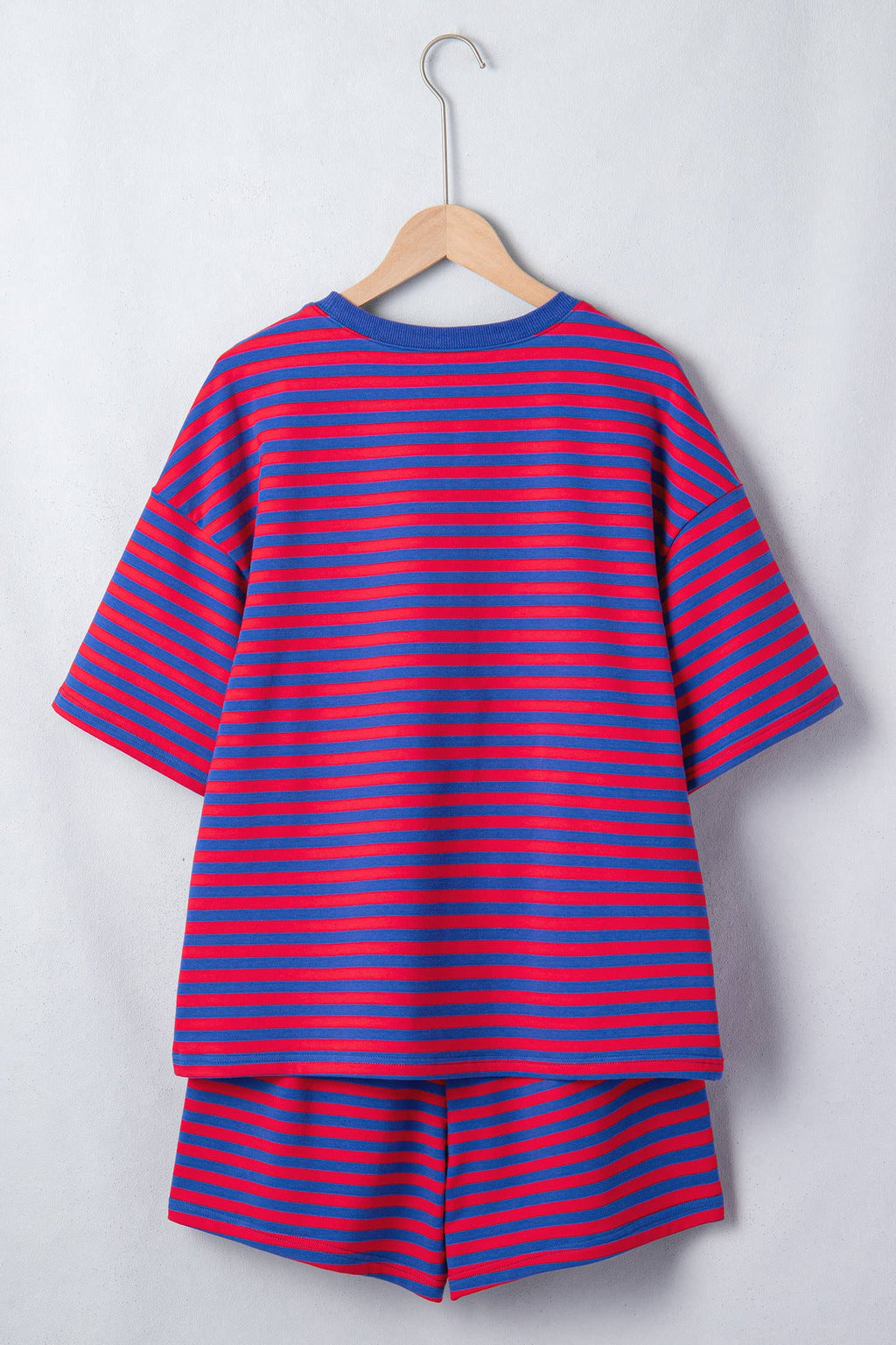 66Plus Striped Short Sleeve Top and Shorts Lounge Set (S-4X)