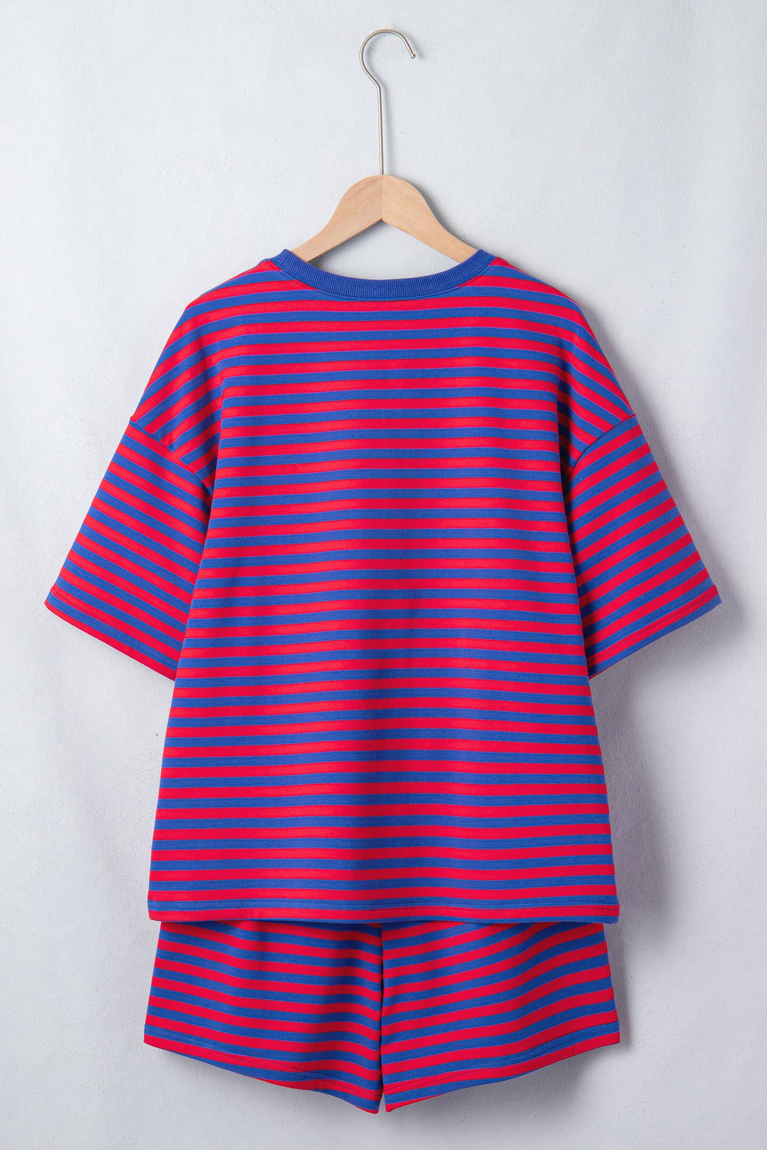 66Plus Striped Short Sleeve Top and Shorts Lounge Set (S-4X)