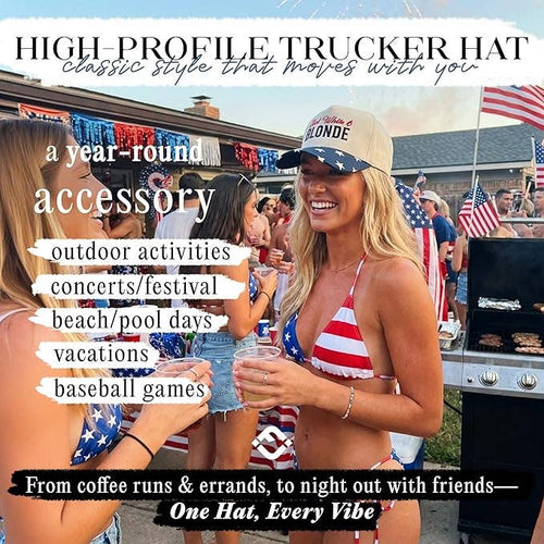 2-Tone Cap - Red White & Blonde - Start Print - Navy/Beige