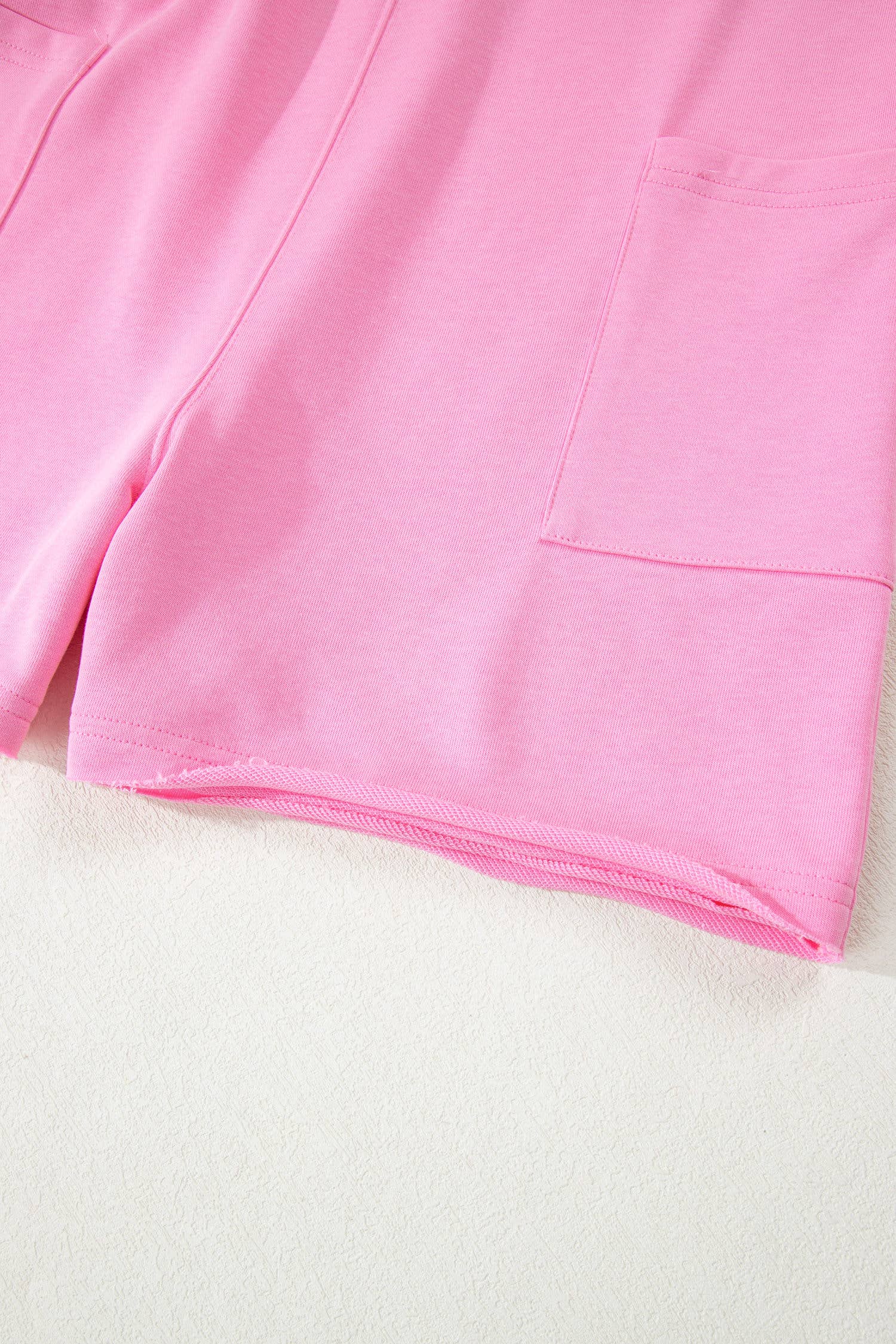 Raw Edge Half Sleeve Pocketed Loose Romper
