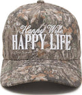 2 Tone Cap: Happy Wife Happy Life - Wood Camo