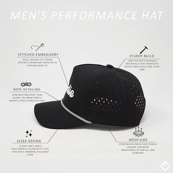 Laser Cut Golf Rope Cap -  Caddie - Black